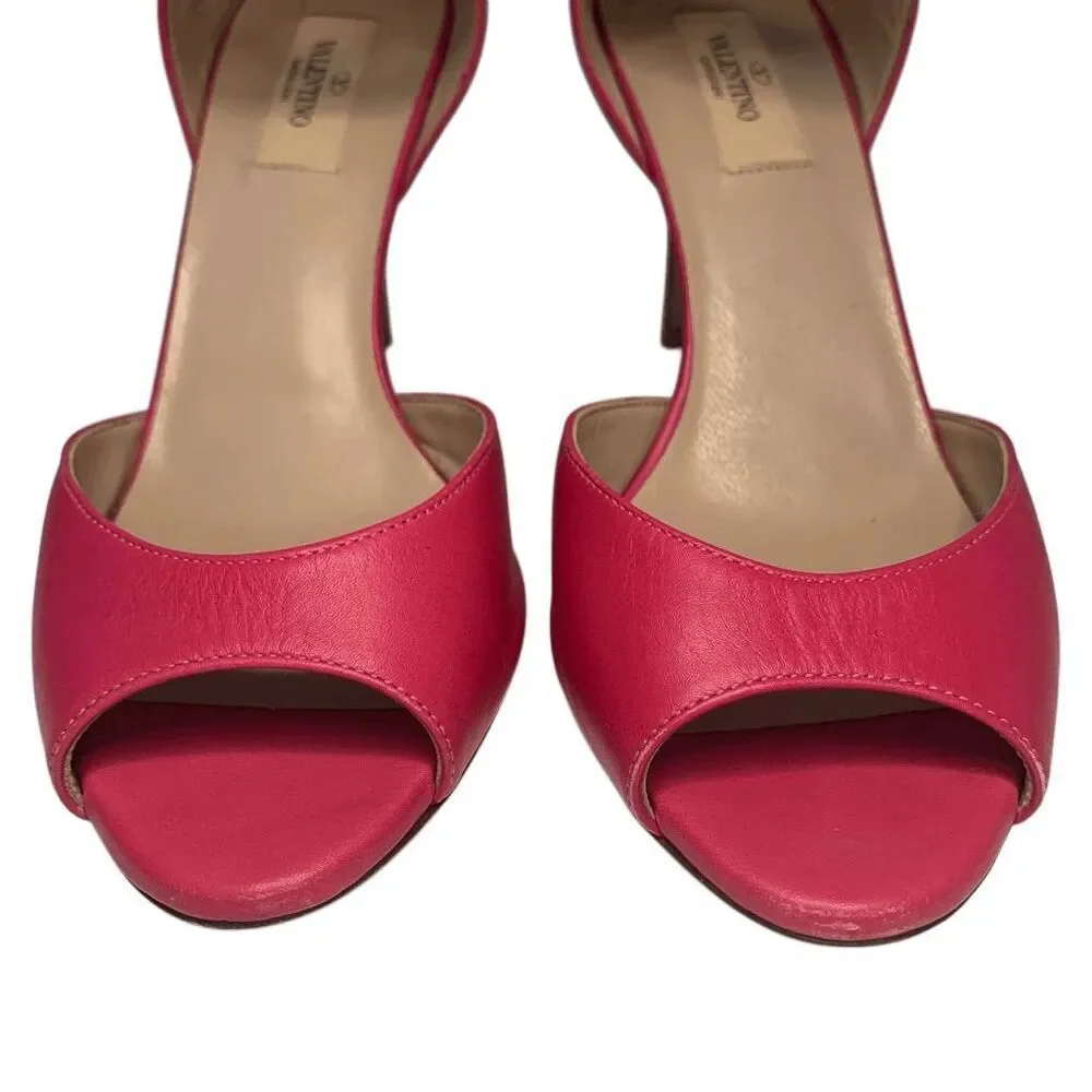 Valentino Garavani Leather Rockstud Ankle Strap Heels EU 38.5 US 8.5 Pink Pumps